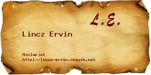 Lincz Ervin névjegykártya