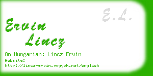 ervin lincz business card